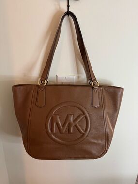 Michael Kors Chestnut Brown Pebbled Leather MK Tote